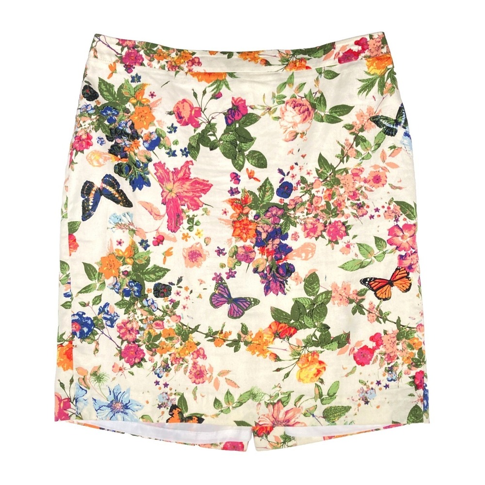 Loft Vibrant Butterfly Floral Dopamine Mod Colorful Fun Mini Skirt Womens 6P 6 M